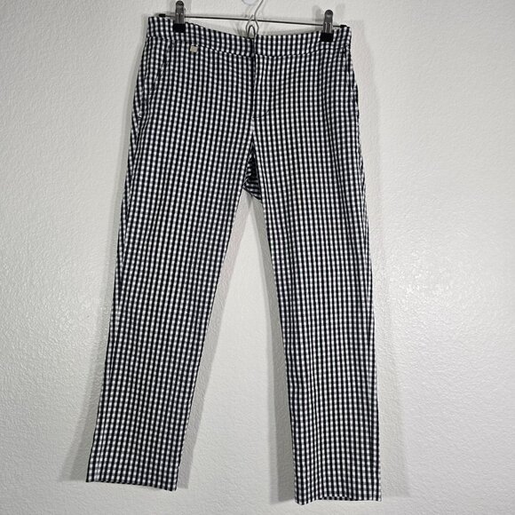 Lauren Ralph Lauren Checkered Pants Women Size 2 Petite Black Cropped Preppy - Picture 1 of 9